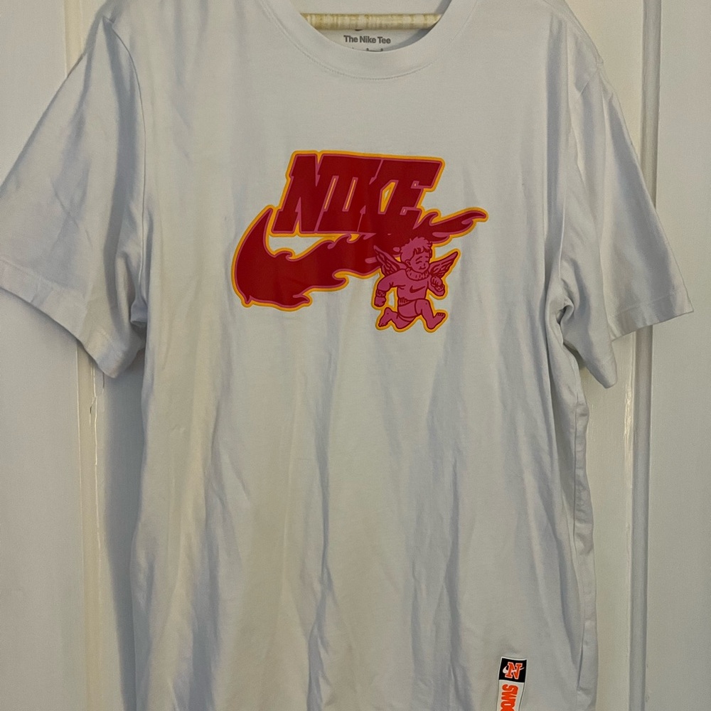 Nike White Tee with Red Graphic